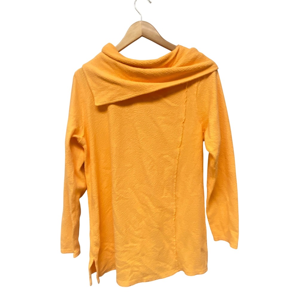 Soft Surroundings Orange Textured Cowl Neck Tunic Top Women's L Casual Comfort